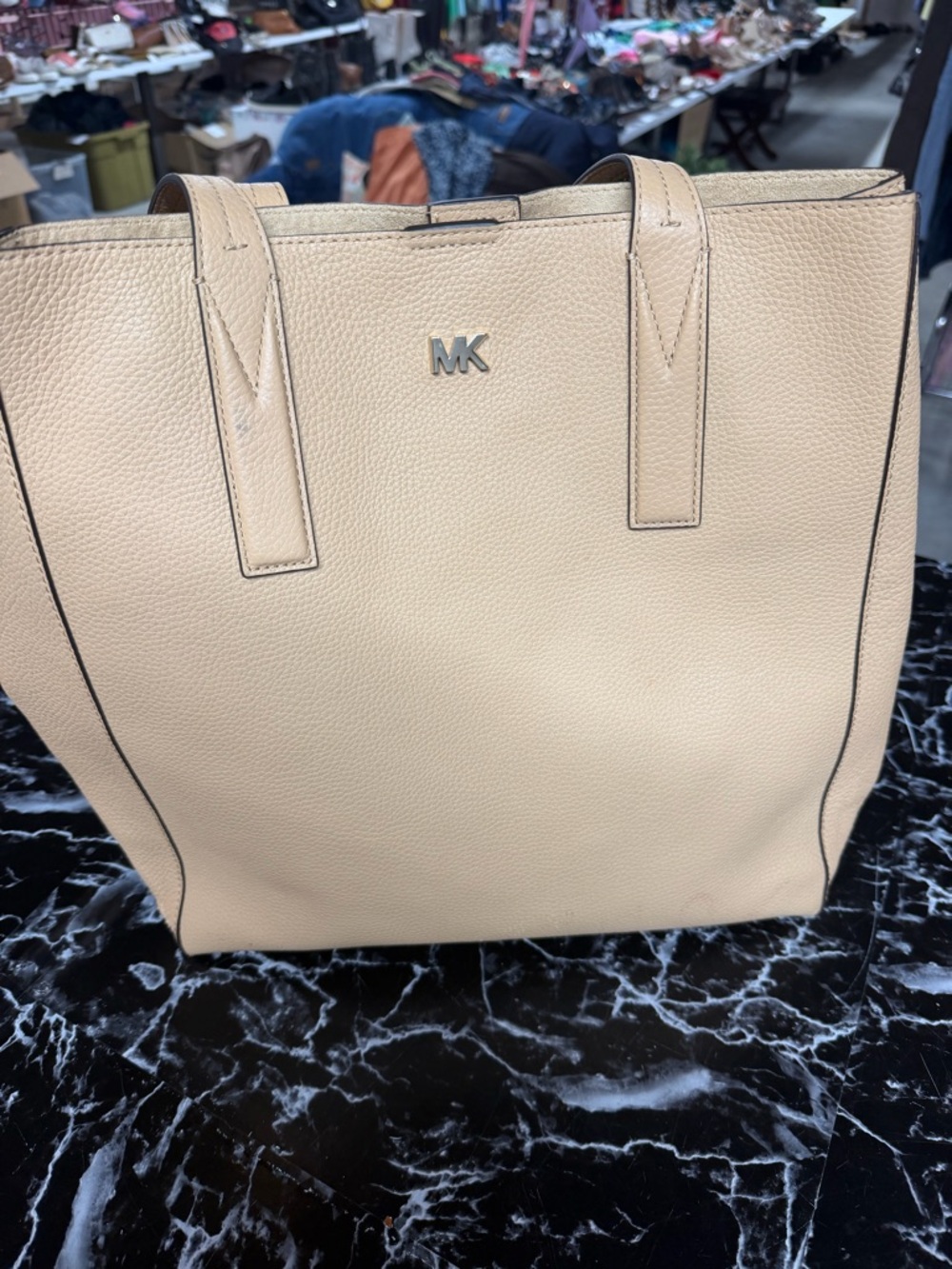Michael Kors Light Beige Pebbled Leather Tote